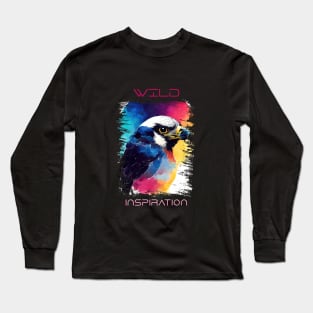 Falcon Bird Wild Nature Animal Colors Art Painting Long Sleeve T-Shirt